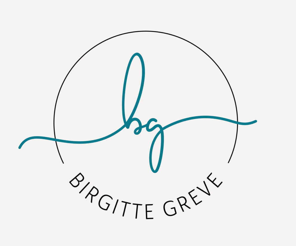 Birgitte Greve logo som er rundt med initialer
