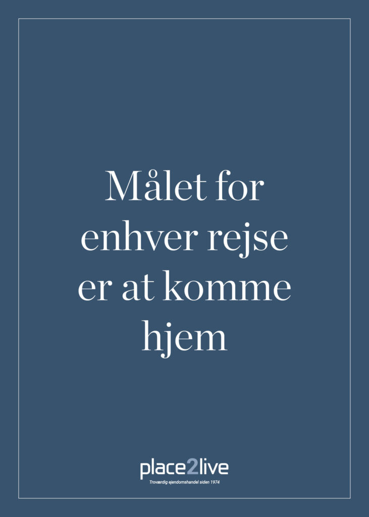 Mørkeblå branding plakat med hvid tekst og hvid ramme om. place2live logo i bunden